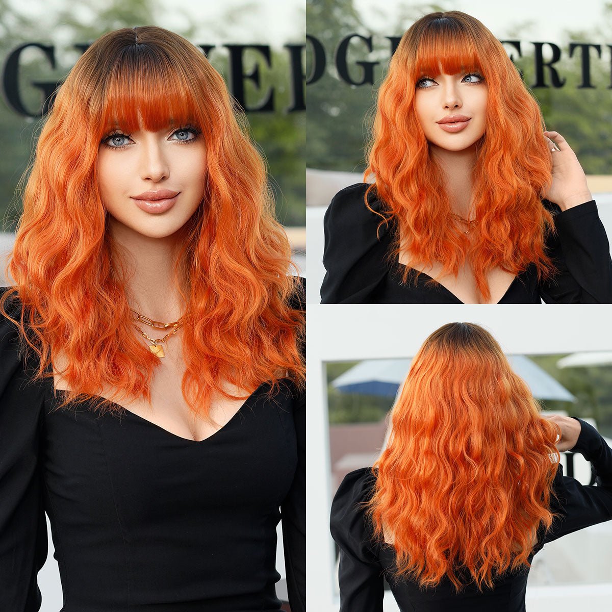 Long Wavy Ginger Synthetic Hair Wigs - HairNjoy