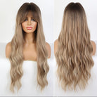 Long Wavy Light Brown High Lights Wig - HairNjoy