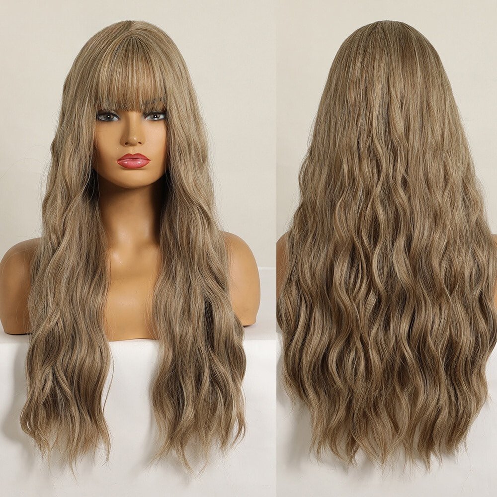 Long Wavy Light Brown Synthetic Wig - HairNjoy