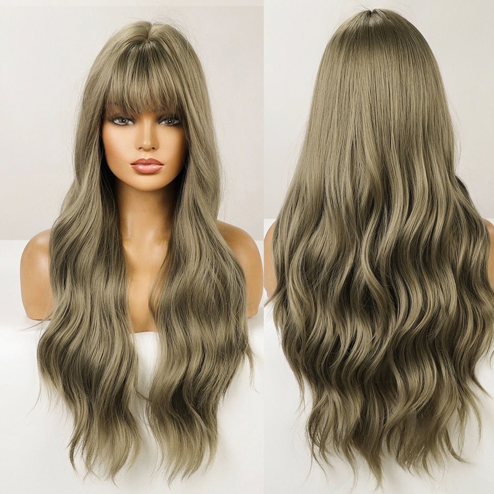 Long Wavy Light Brown Synthetic Wig - HairNjoy