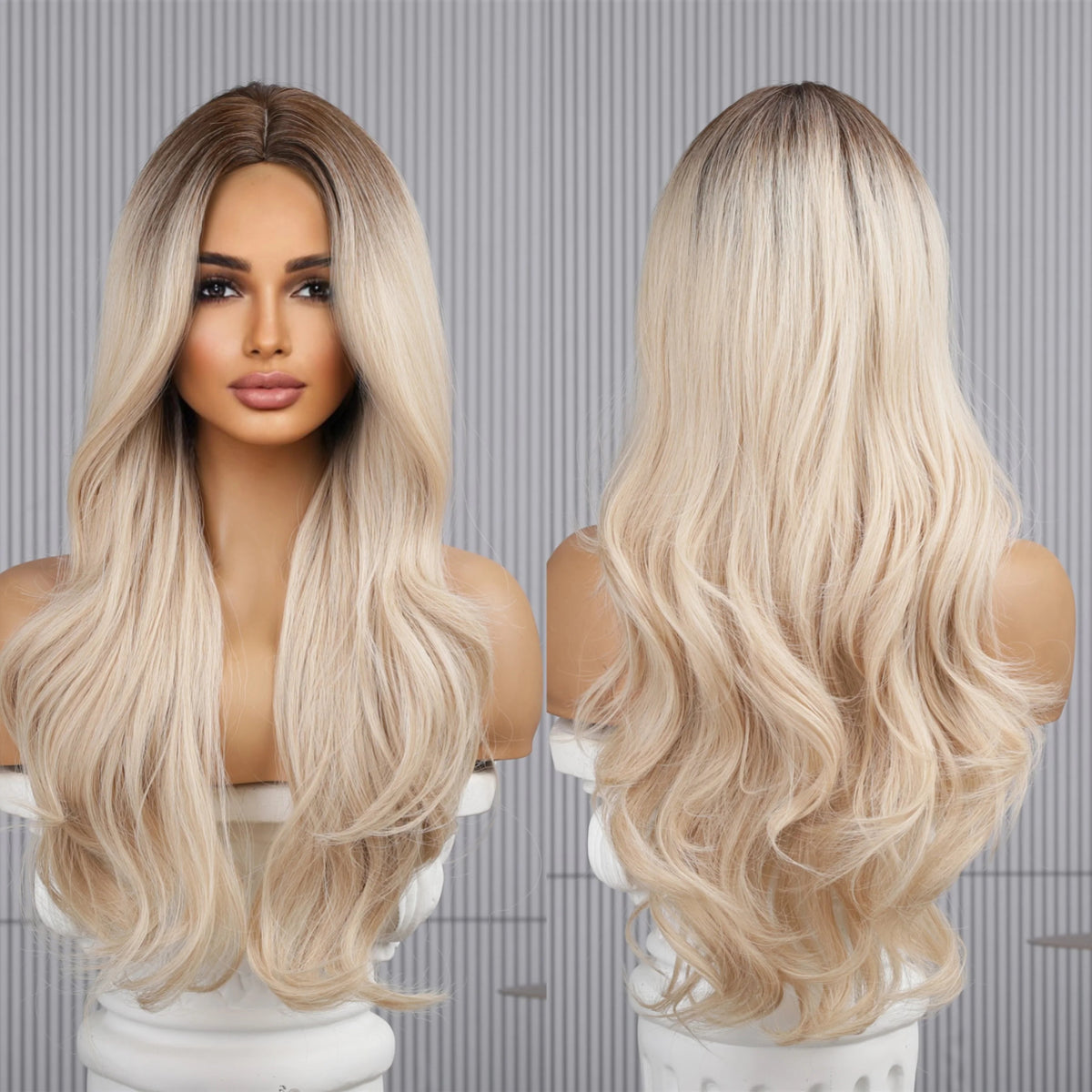 Long Wavy Ombre BrownS Synthetic Wigs - HairNjoy