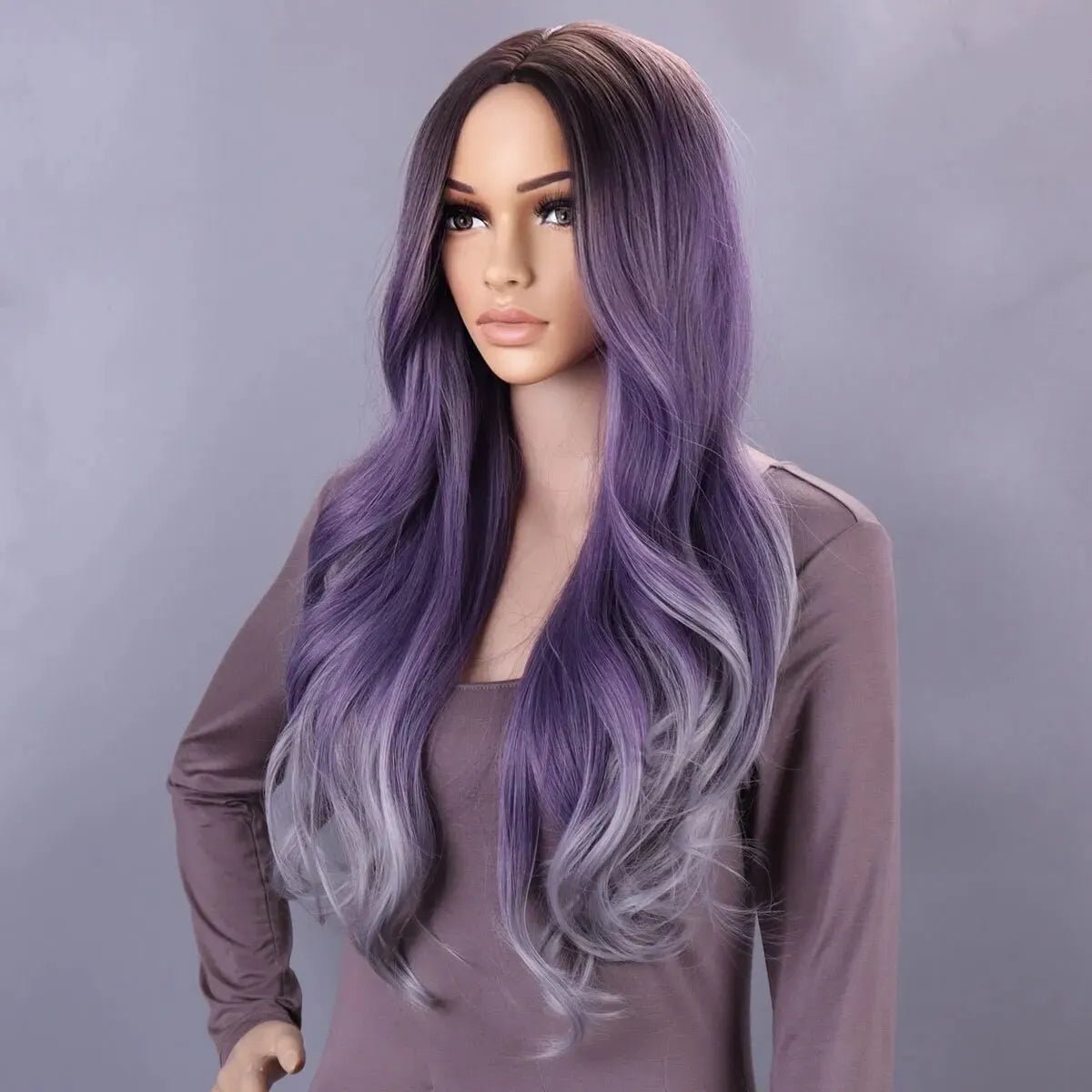 Long Wavy Ombre Natural Synthetic Wigs - HairNjoy