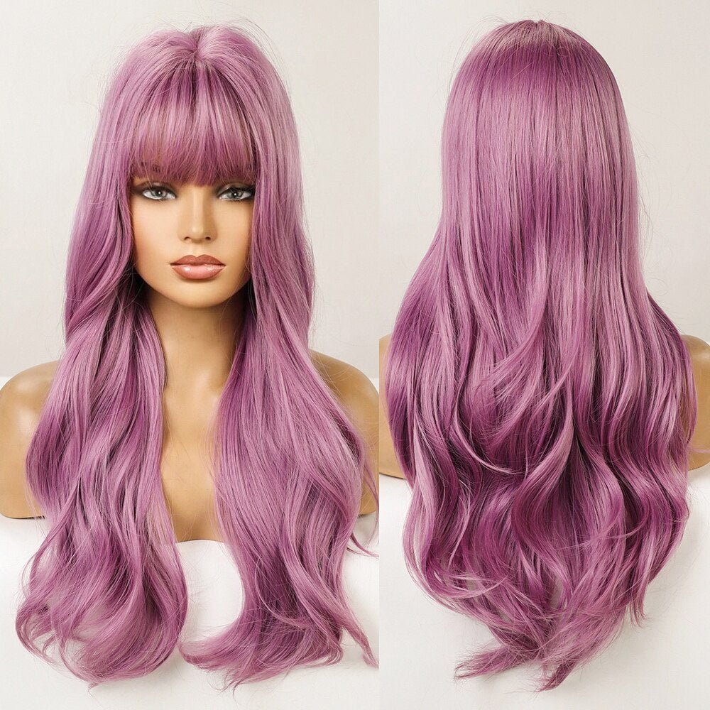 Long Wavy Purple Synthetic Wig - HairNjoy
