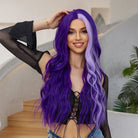 Long Wavy Purple Synthetic Wigs - HairNjoy