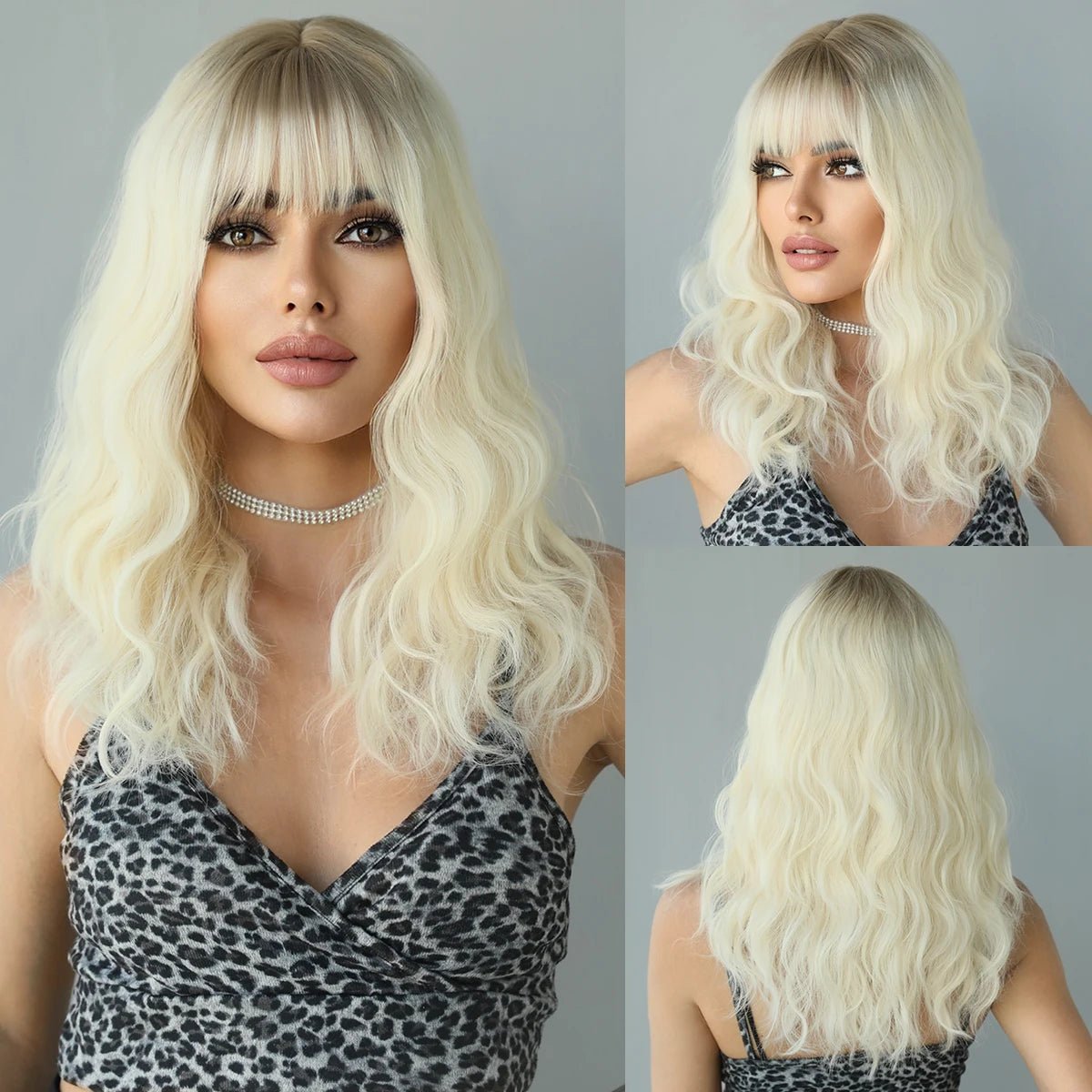 Long Wavy White Synthetic Wigs - HairNjoy