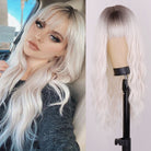 Long White Blonde Wavy Synthetic Wig - HairNjoy