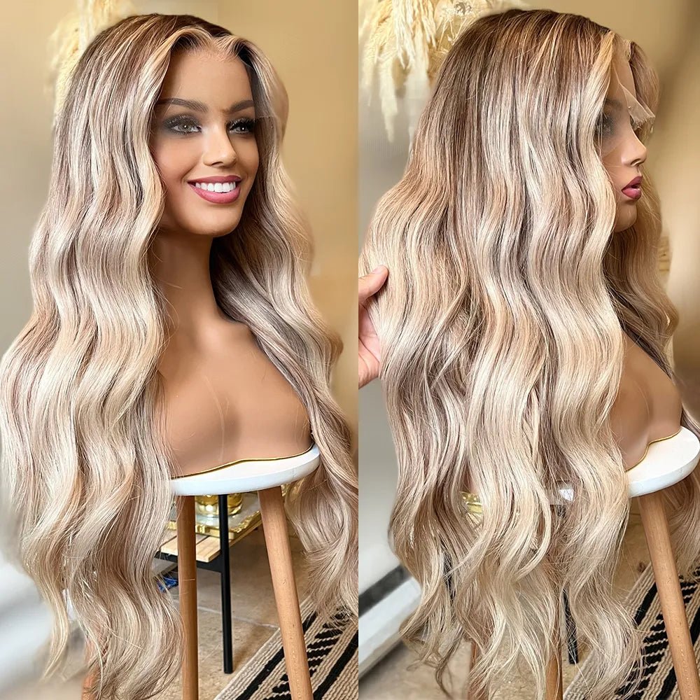 Luxury Medium Blonde Highlight Human Hair Wigs - HairNjoy