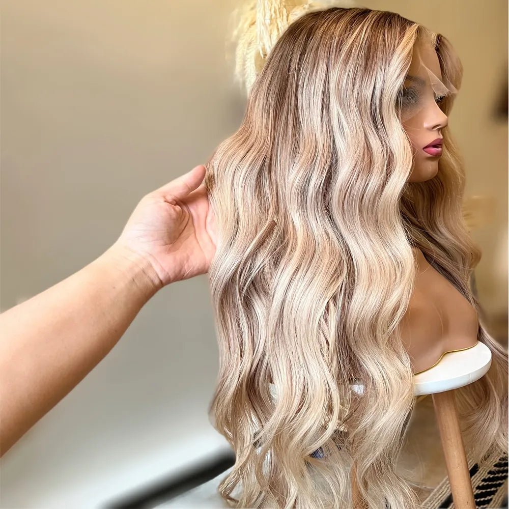 Luxury Medium Blonde Highlight Human Hair Wigs - HairNjoy