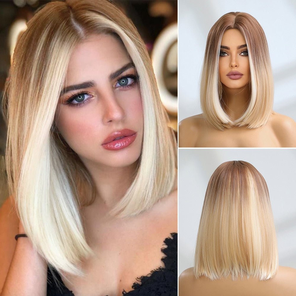 Ombre Blonde to Platinum Short Synthetic Wig - HairNjoy