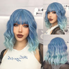 Ombre Blue Short Bob Wave Synthetic Wigs - HairNjoy