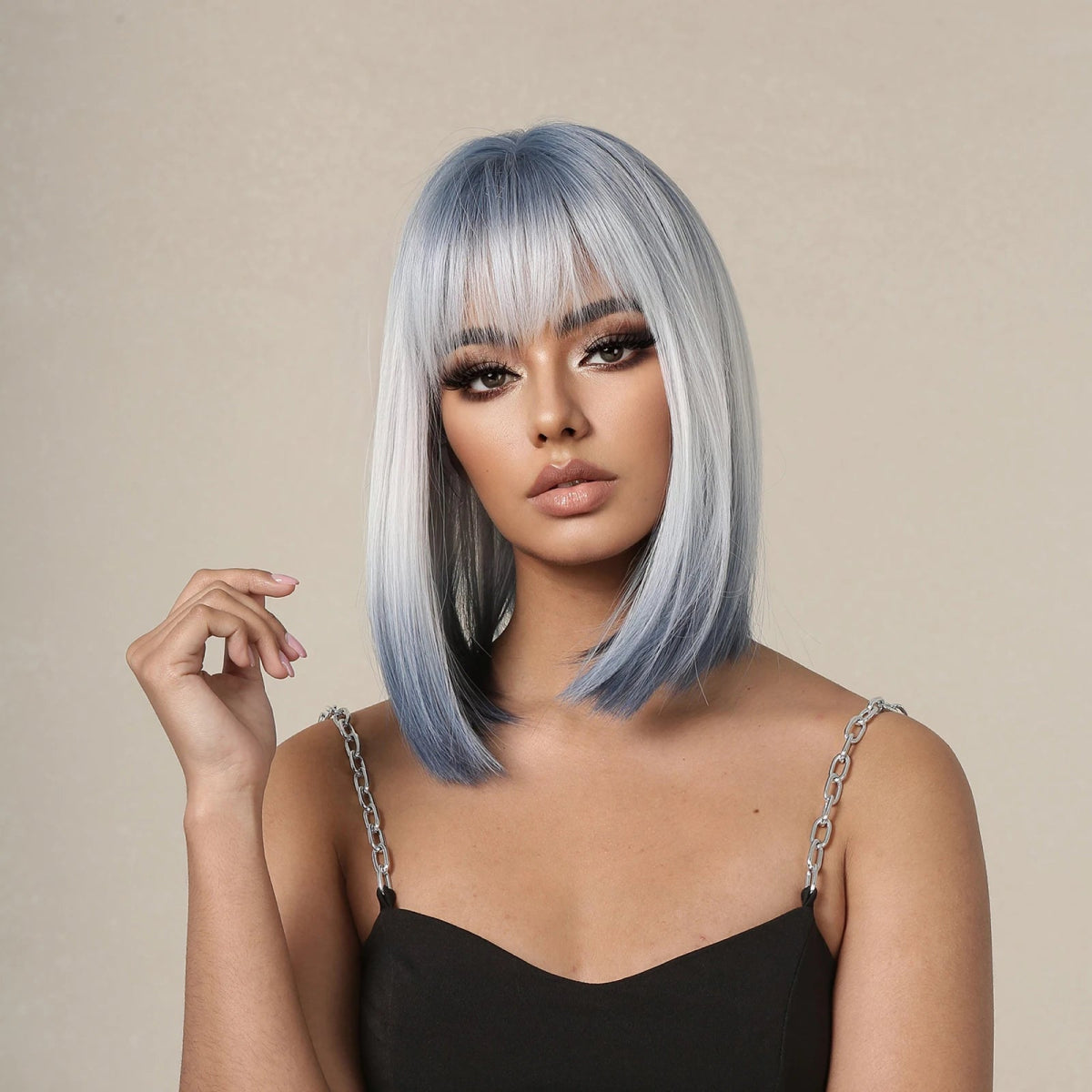 Ombre Sky Blue Synthetic Short Wigs - HairNjoy