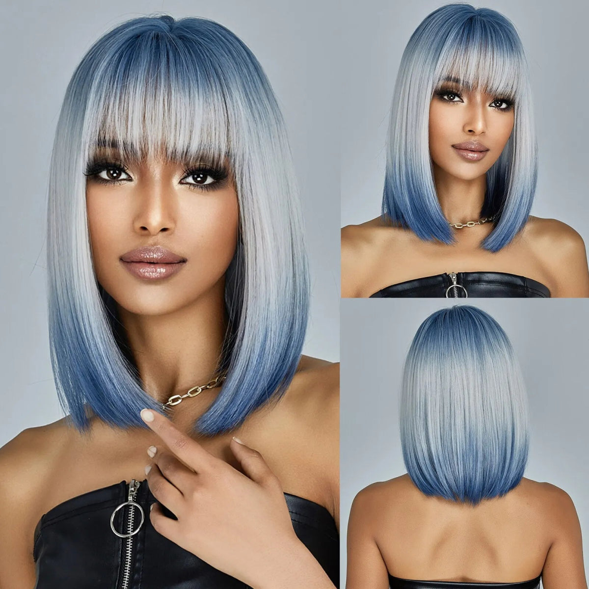 Ombre Straight Synthetic Hair With Bangs - HairNjoy