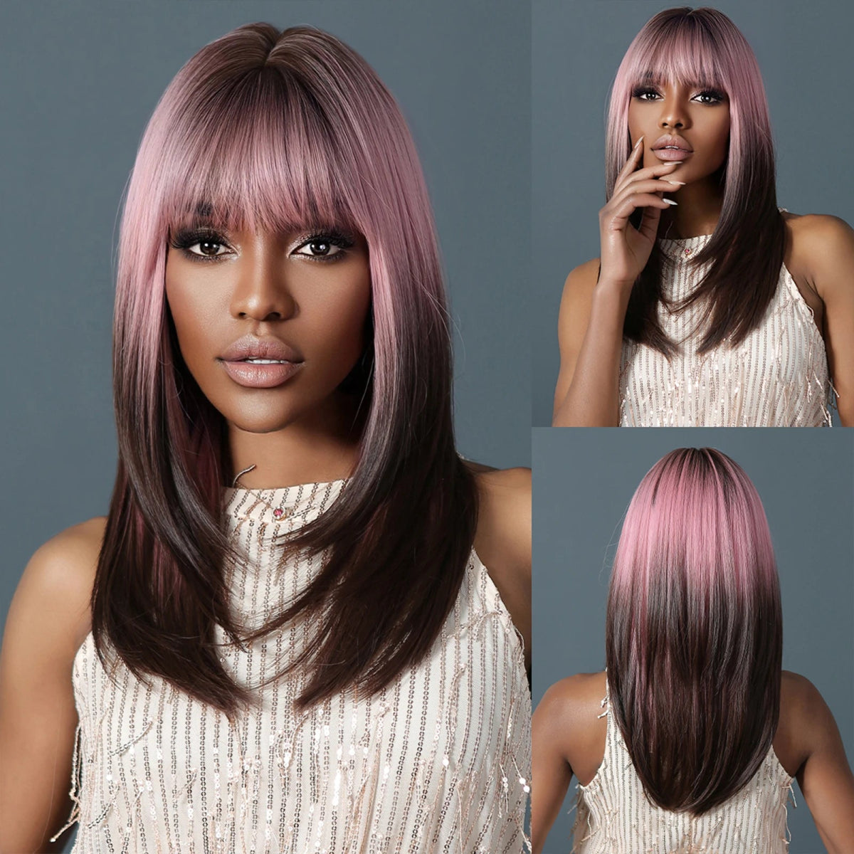 Ombre Straight Synthetic Long Wigs - HairNjoy
