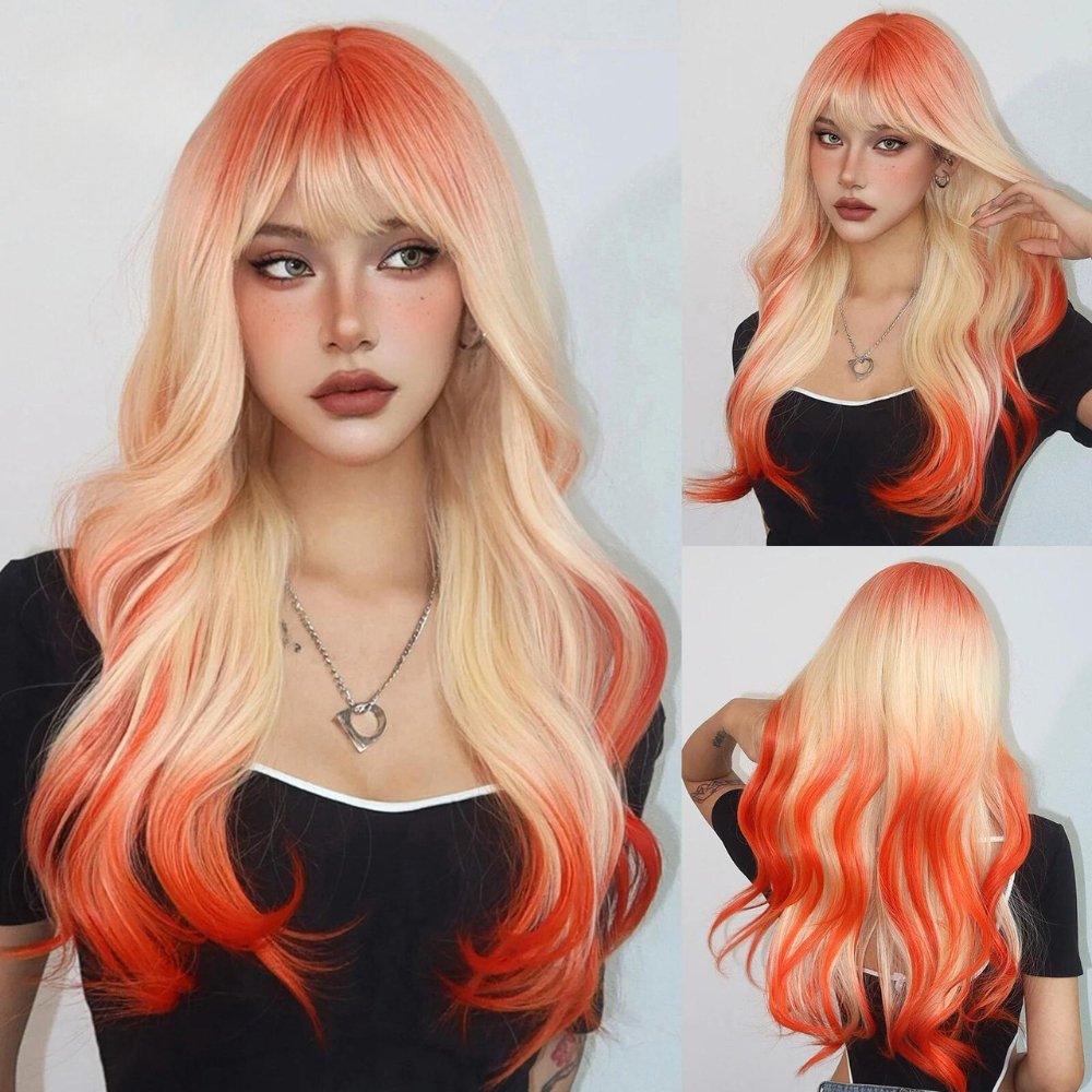 Orange Blonde Ombre Synthetic Wigs - HairNjoy