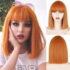 Orange Straight Wig with Bangs - HairNjoy