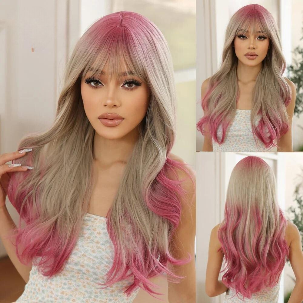 Pink Grey Ombre Synthetic Wigs - HairNjoy