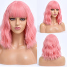 Pink Short Bob Synthetic Wig With Bangs - HairNjoy