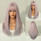 Pink Straight Wig with Bangs - HairNjoy