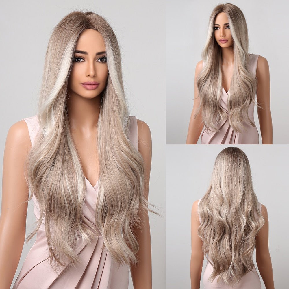 Platinum Blonde with White Highlight Synthetic Wigs - HairNjoy