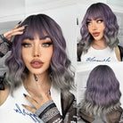 Purple Ash Blonde Ombre Bob Synthetic Wigs - HairNjoy