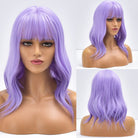 Purple Body Wave Synthetic Wigs with Bangs - HairNjoy