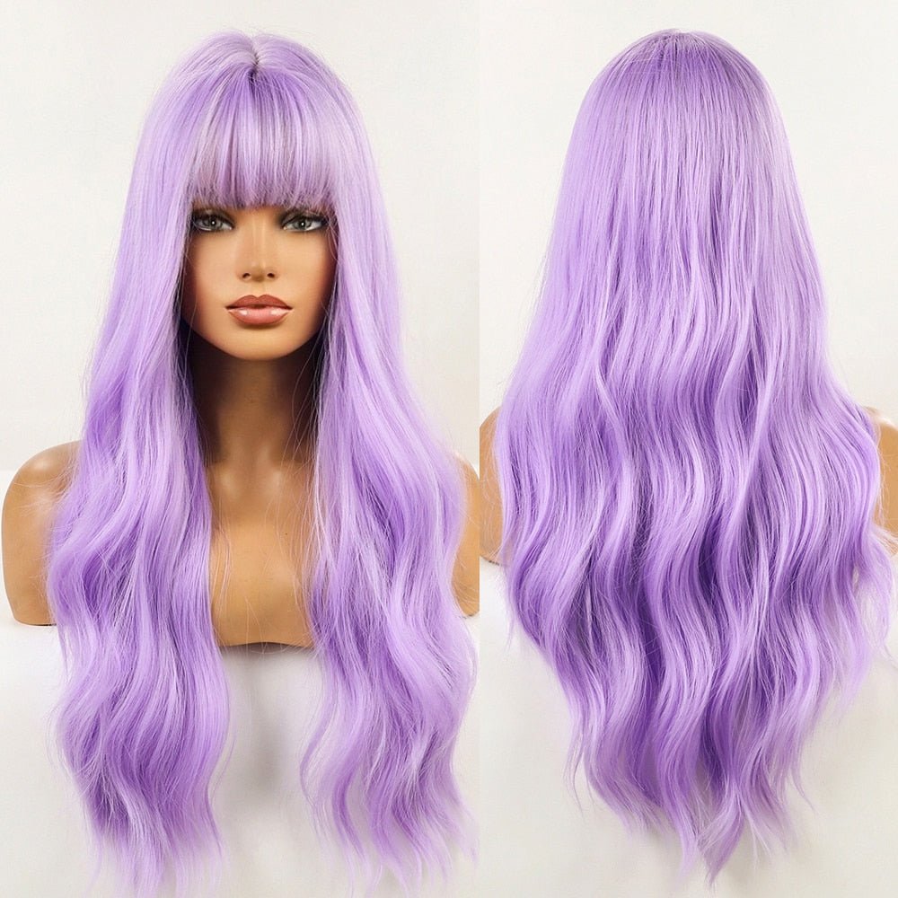 Purple Long Wavy Synthetic Wig - HairNjoy
