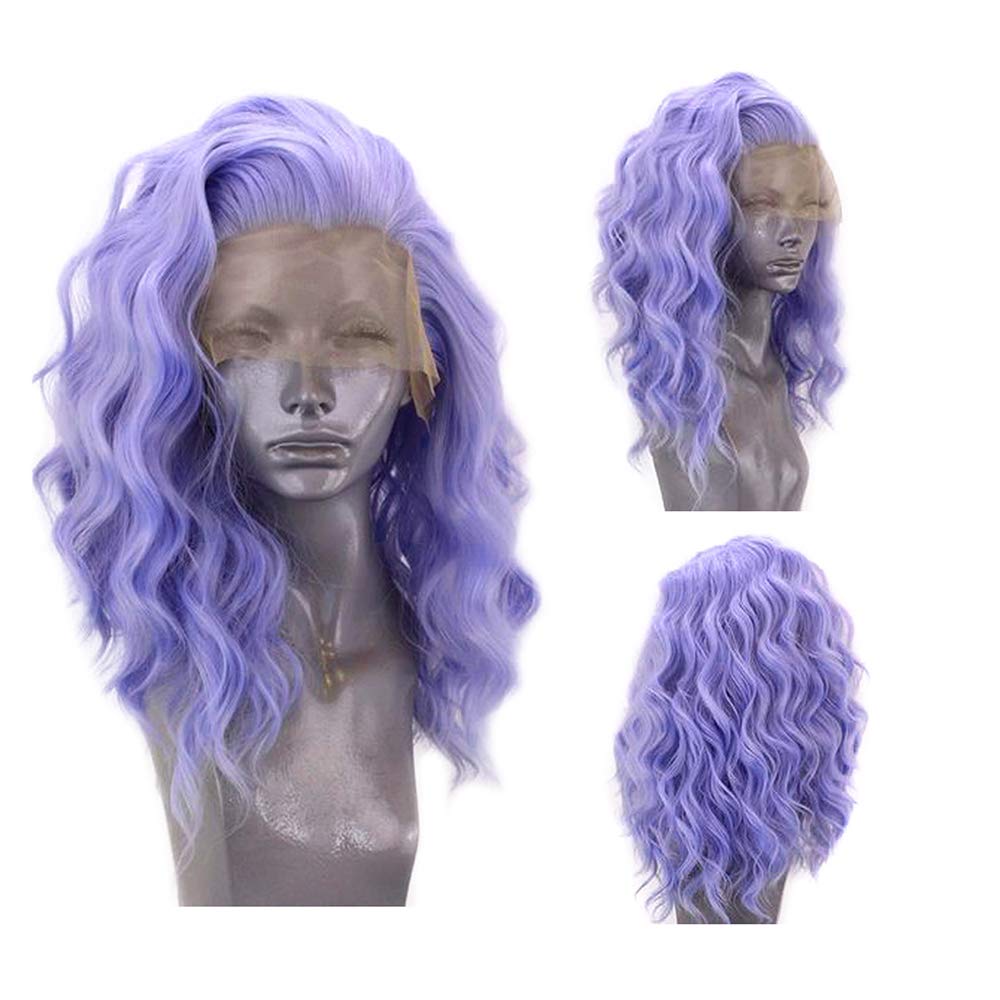 Purple Wavy Curly Synthetic Lace Front Wigs - HairNjoy