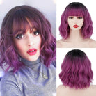 Purple Wavy Short Bob Synthetic Wigs - HairNjoy