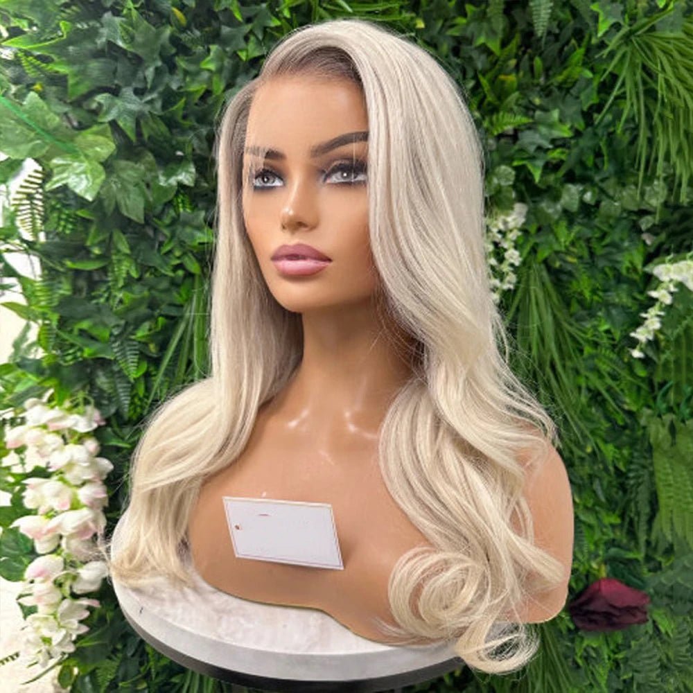 Rooted Platinum Ash Blonde Full Lace Wig - HairNjoy