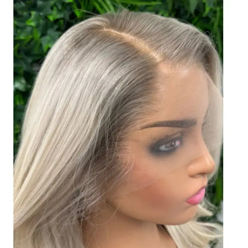 Rooted Platinum Ash Blonde Full Lace Wig - HairNjoy