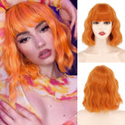 Short Bob Orange Synthetic Wigs - HairNjoy