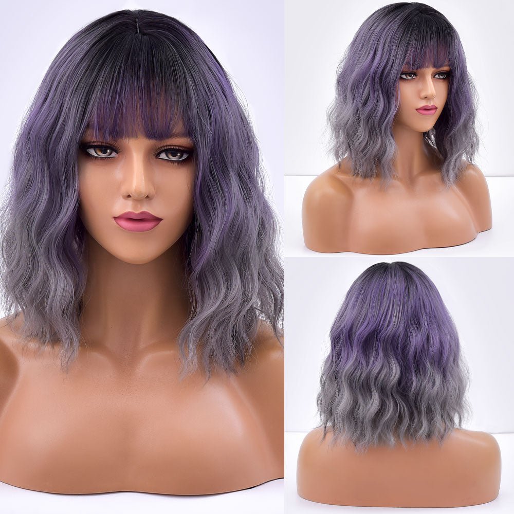 Short Bob Synthetic Wig With Bangs - HairNjoy