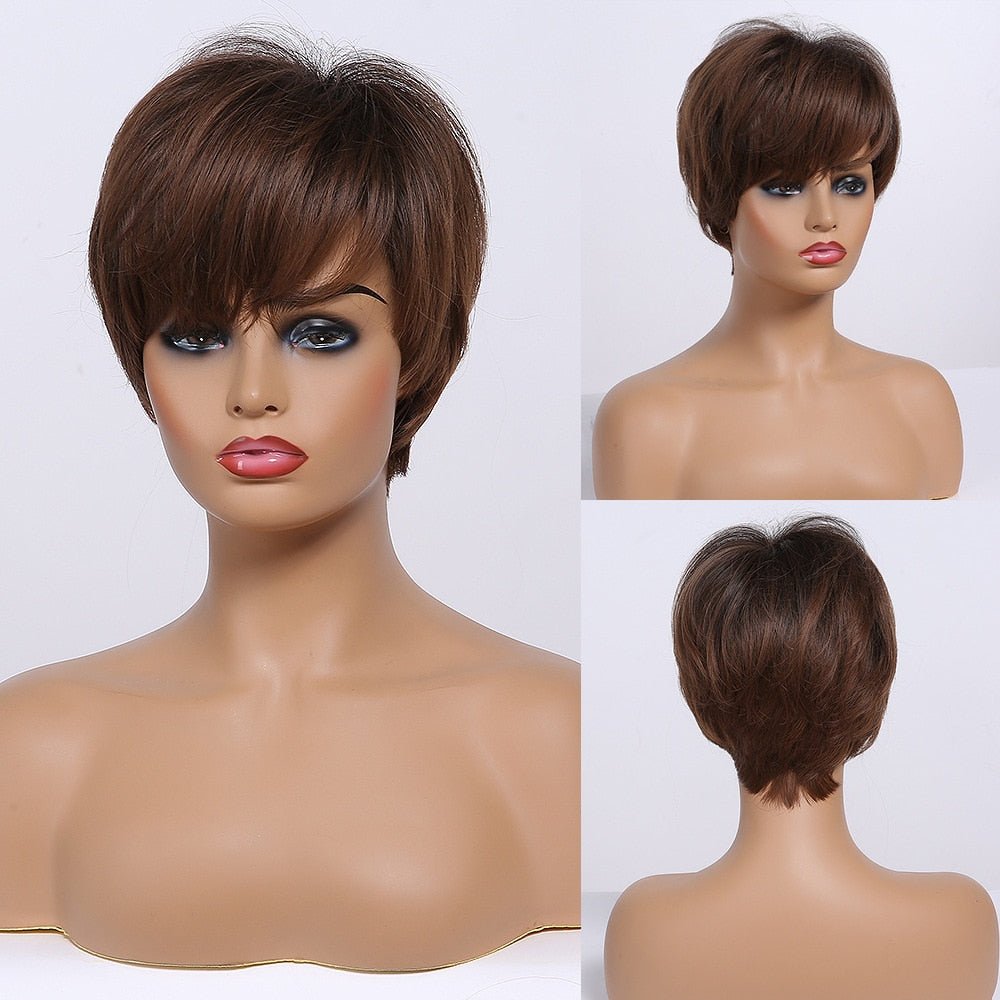 Short Brown Wigs with Bangs - HairNjoy