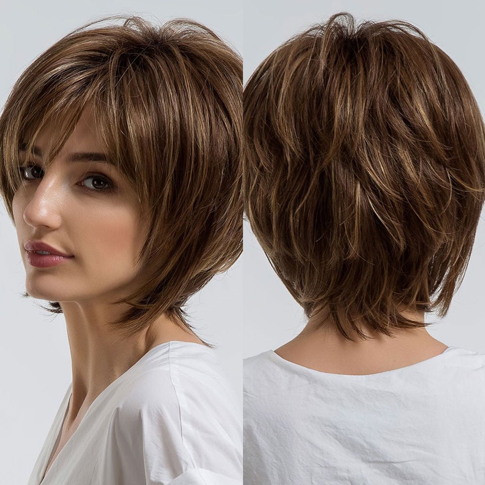 Short Brown Wigs with Bangs - HairNjoy