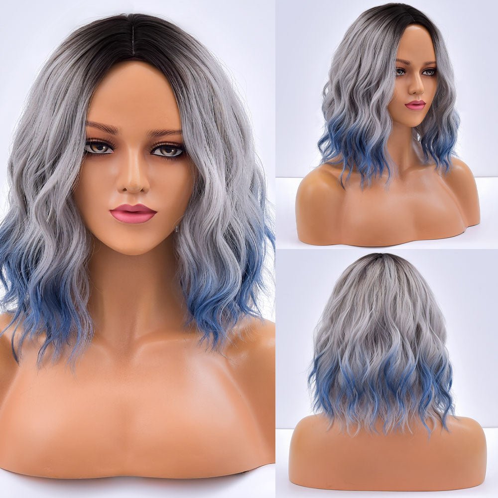 Short Ombre Grey Synthetic Wig With Bangs - HairNjoy