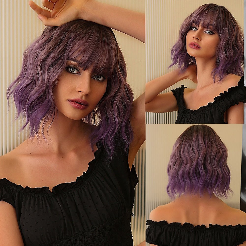 Short Purple Hight Light Synthetic Wigs - HairNjoy