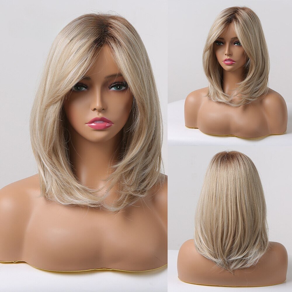 Short Straight Ash Blonde Synthetic Wigs - HairNjoy