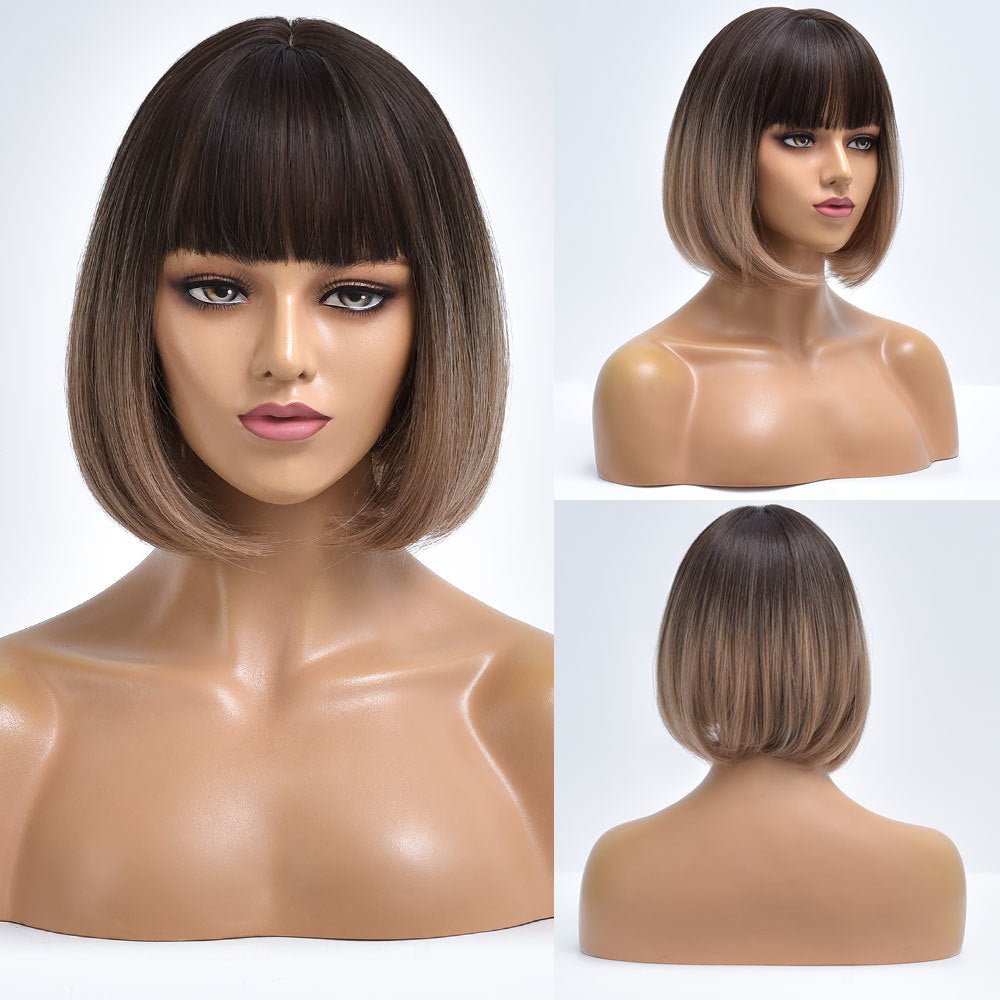 Short Straight Bob Synthetic Wig with Bangs - HairNjoy