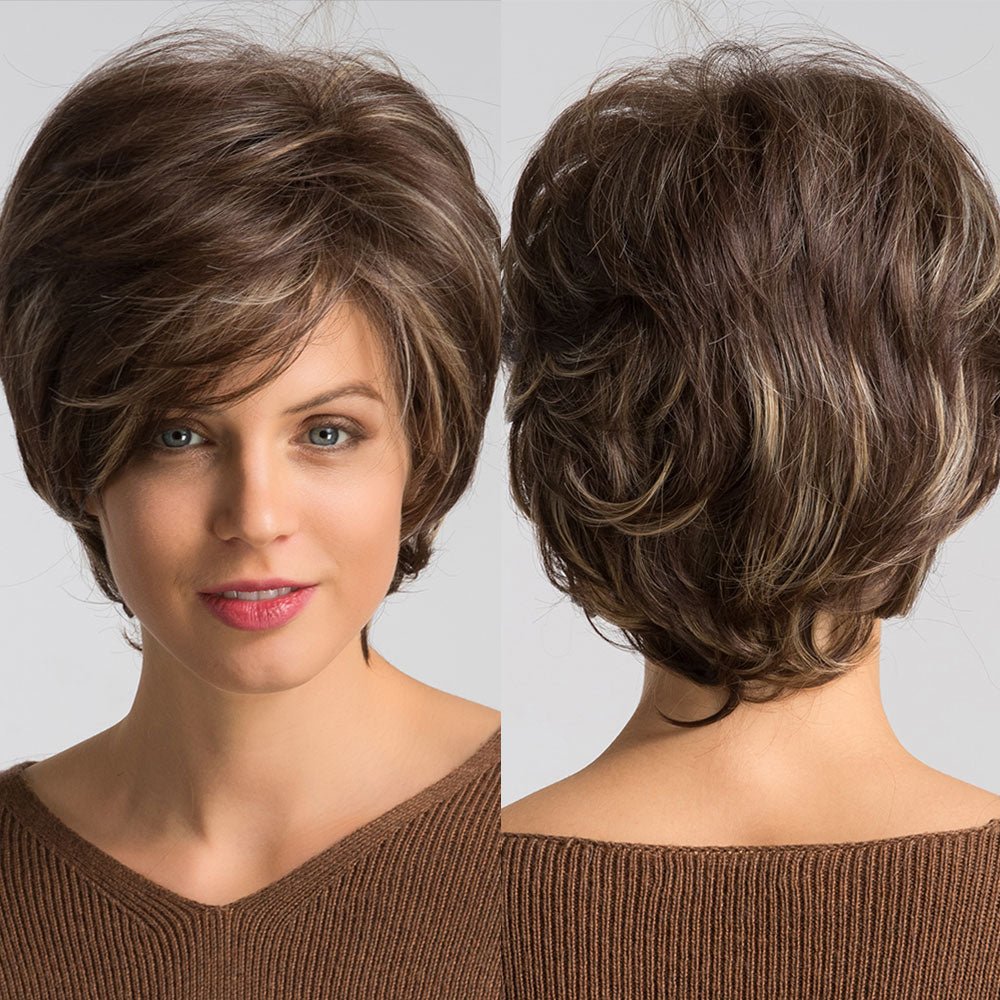 Short Wavy Bob Wigs with Side Bangs - HairNjoy