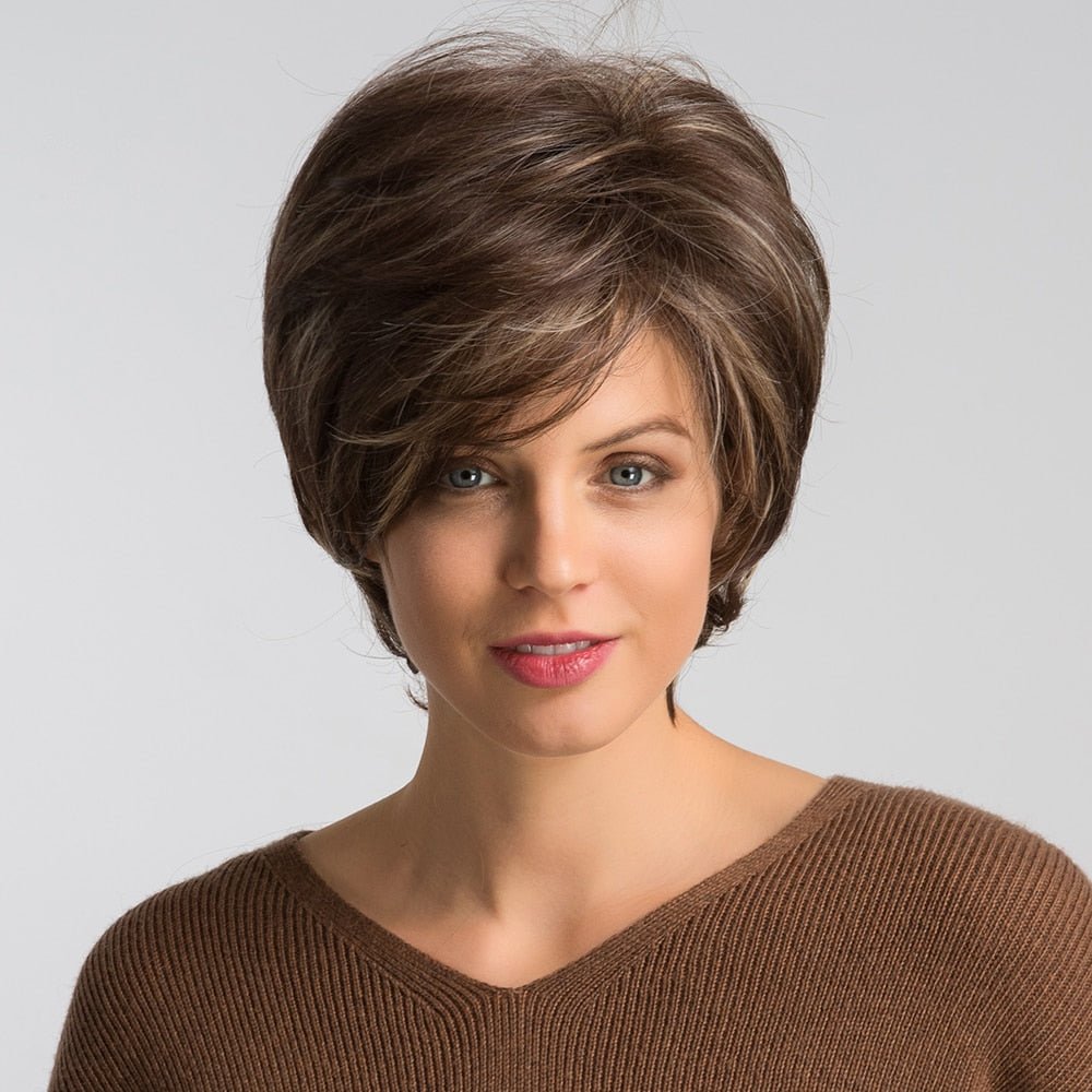 Short Wavy Bob Wigs with Side Bangs - HairNjoy