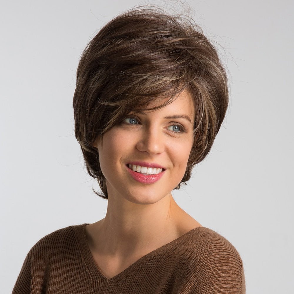 Short Wavy Bob Wigs with Side Bangs - HairNjoy