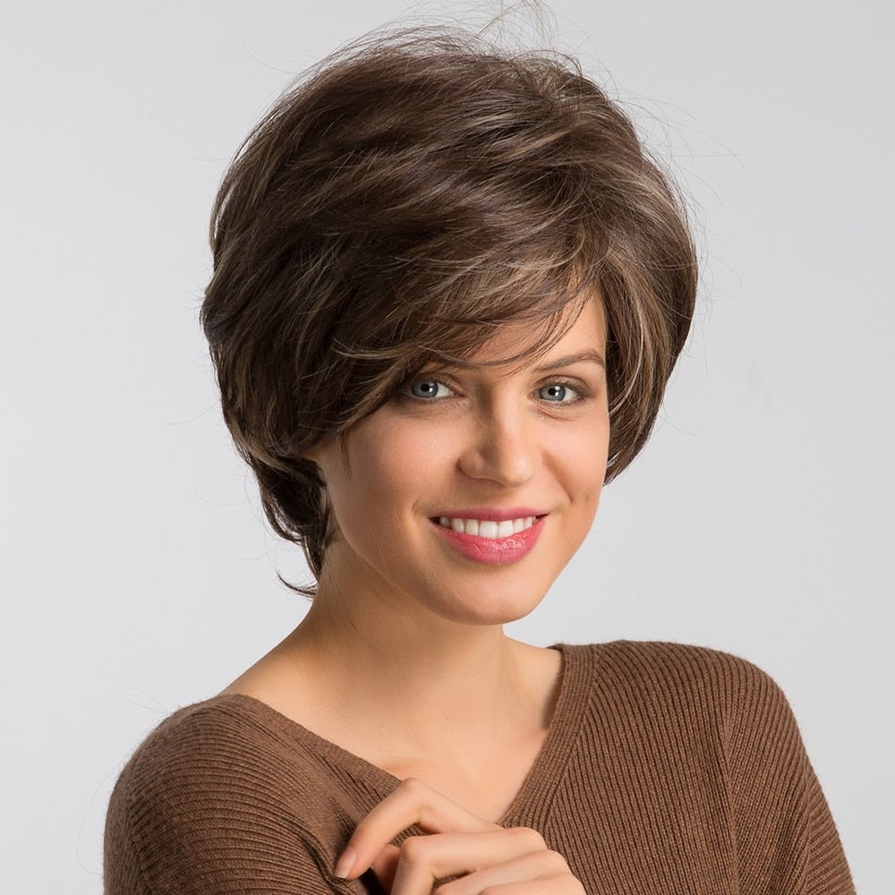 Short Wavy Bob Wigs with Side Bangs - HairNjoy