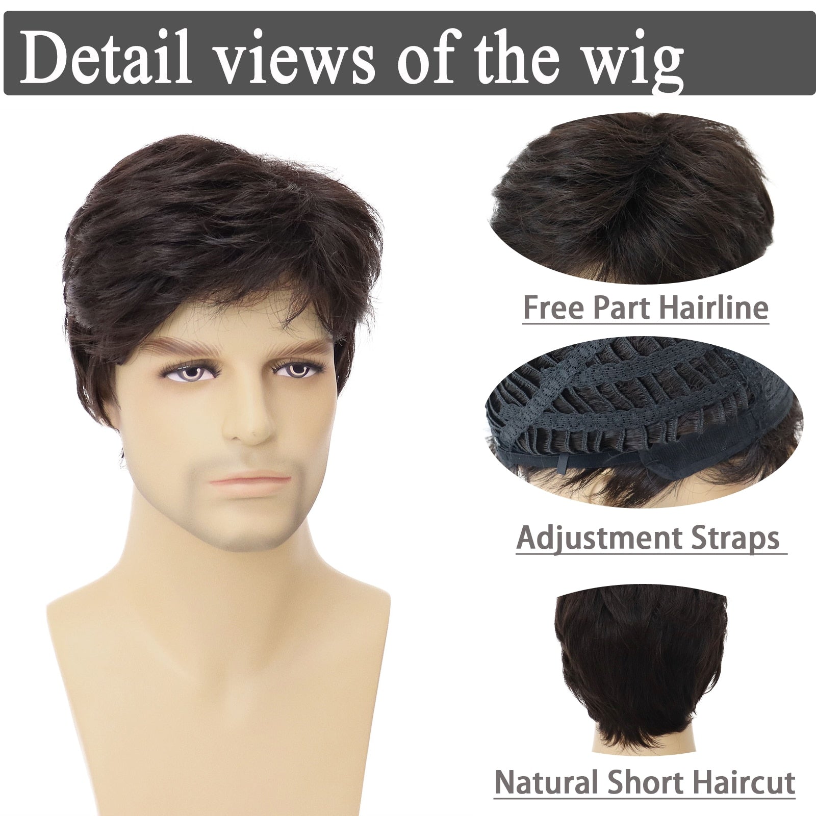 Short Wigs for Men Synthetic Wig with Bang - HairNjoy