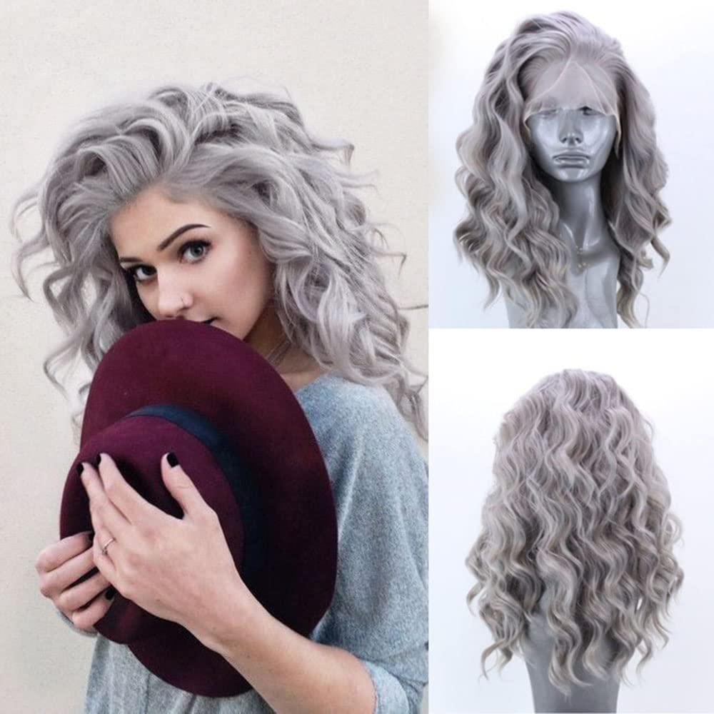 Silver Curly Lace Front Wigs - HairNjoy