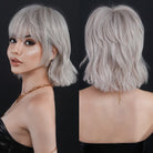 Silvery Short Wig with Bangs - HairNjoy