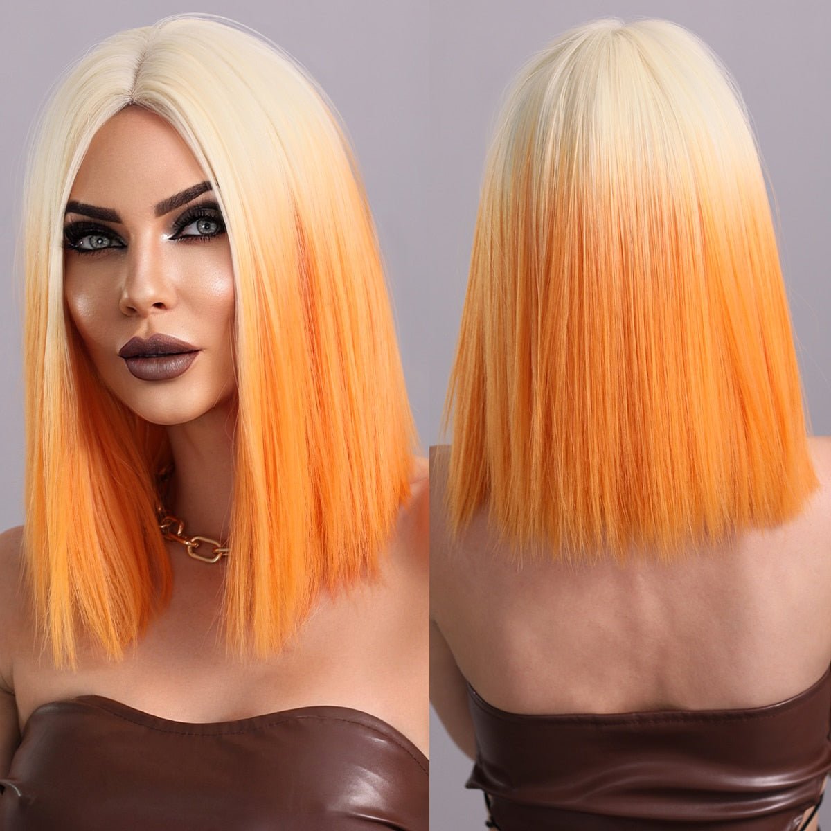 Straight Bob Orange Wig - HairNjoy