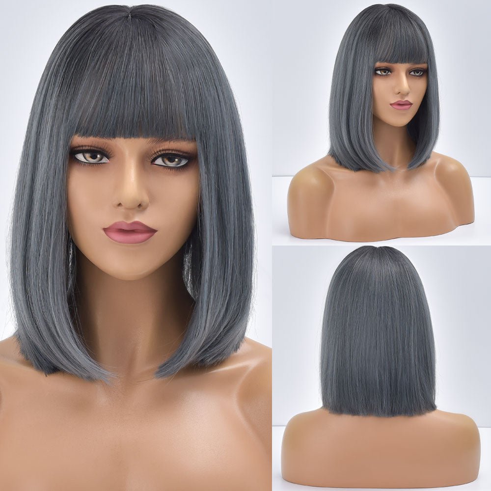 Straight Bob Synthetic Wig with Bangs - HairNjoy