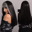 Straight Jet Black Highlight Synthetic Cosplay Wig - HairNjoy