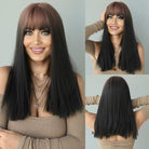 Straight Ombre Black Synthetic Wig with Bangs - HairNjoy