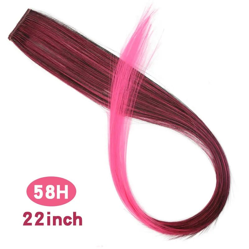 Straight Rainbow Cord Clip on Hair Extension - HairNjoy